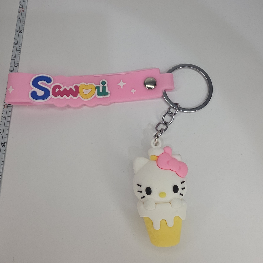Hello Kitty Sanrio Pink and Yellow Ice Cream Keychain